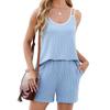 Summer New Arrivals Women's Color Block Crew Neck Pocket Shorts Set Casual Outfit