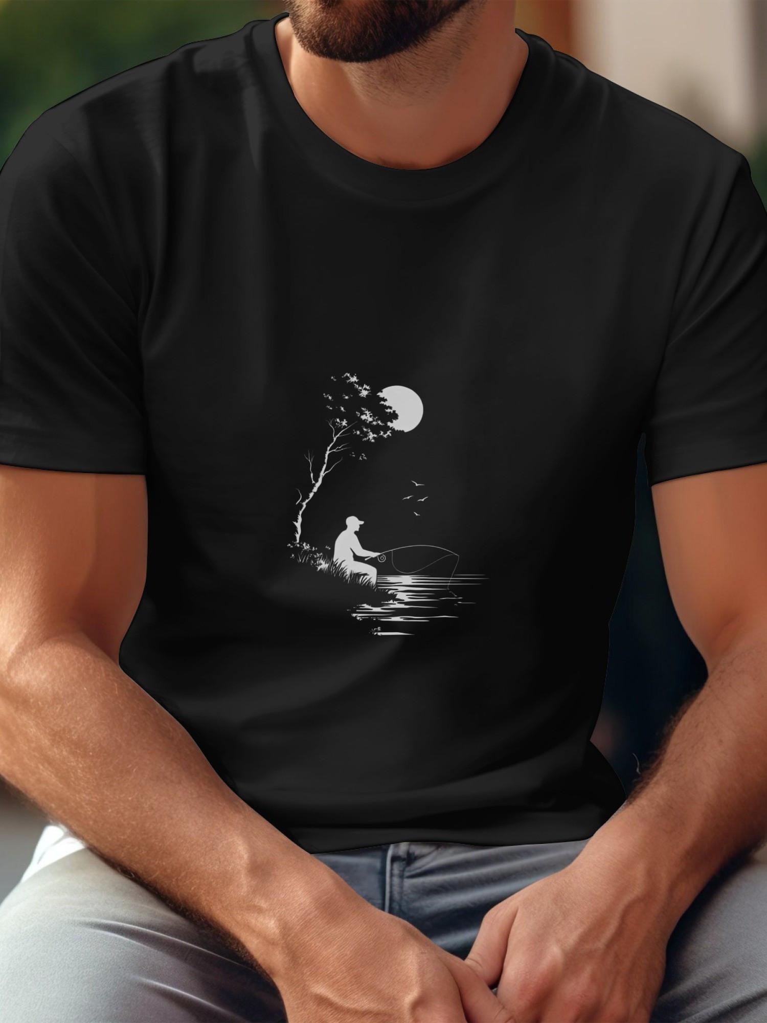 Serene Angler Graphic T-shirt - All-Season 180g Cotton S