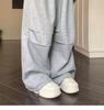 American Gray Hip Hop Wide-Leg Jazz Sweats: Loose, Floor-Length Women's Casual Sports Pants