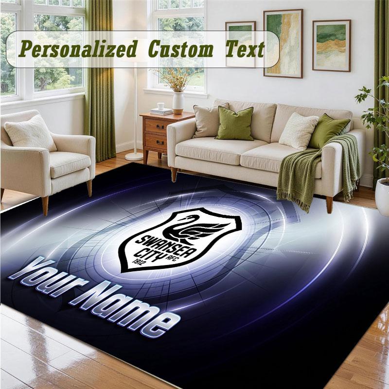Crystal Velvet Square Rug Custom NameSwansea City FC Pattern Non Slip Home Floor Decor Rug