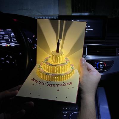 3D-Musik-Geburtstagskarte mit Licht und Aufnahme – DIY-Kuchendesign für Mitarbeiter