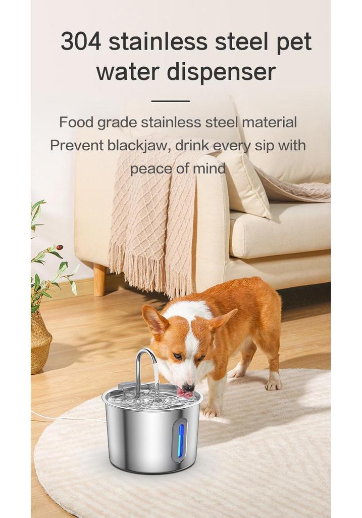 Smart Automatic 304 Stainless Steel Pet Water Fountain for Cats - Silent Dispenser