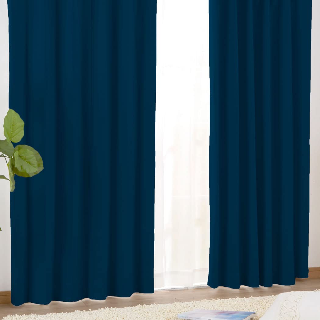 

Комплект термоизолирующих штор блэкаут Seafield 1-го класса и кружевных штор 100см x Однотонные темно-синие энергосберегающие шторы, 4, 230см, [Размер 111], Стираемые, Цвет,