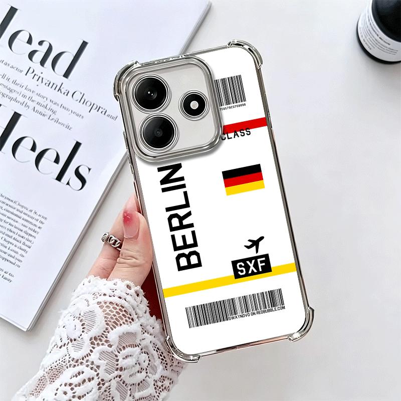 Travel Air Ticket Label Soft Phone Case For Xiaomi Redmi Note 14 15 Pro Plus 13 12 11S 11T 5G 10 9S 9 Plating Anti-Fall Fundas