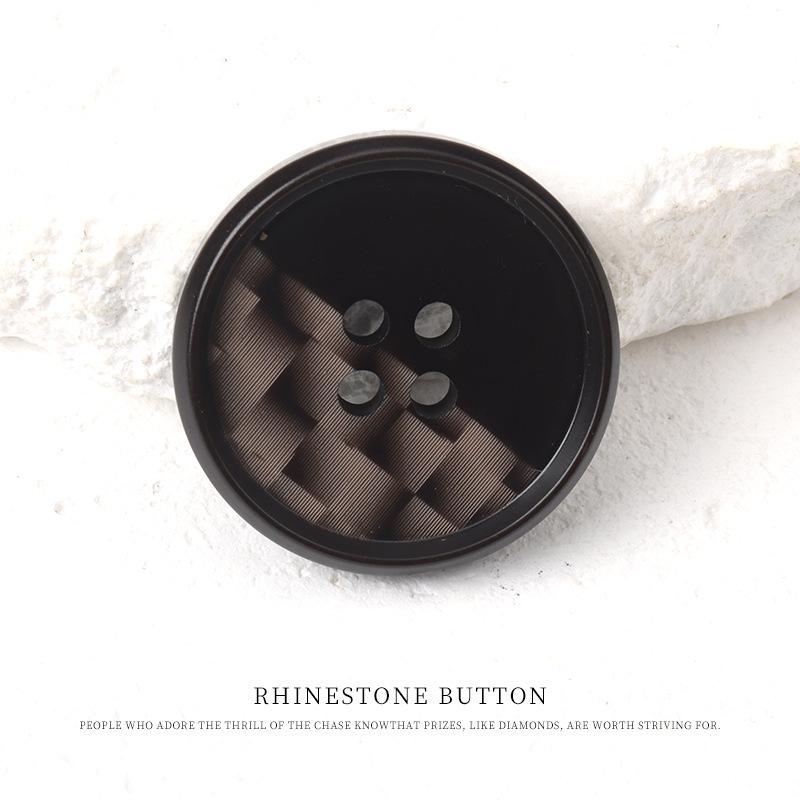 5 Stück bedruckte Harzknöpfe mit vier Ösen, High-End-Blazer, schwarzer Knopfmantel, Trenchcoat, runde Knopfaccessoires.