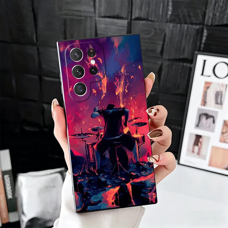 Drum Set Rock Music Soft Phone Case for Samsung Galaxy S26 S25 Edge S24 Ultra S23 Plus S22 S21 FE S20 Black Cover Back Shell