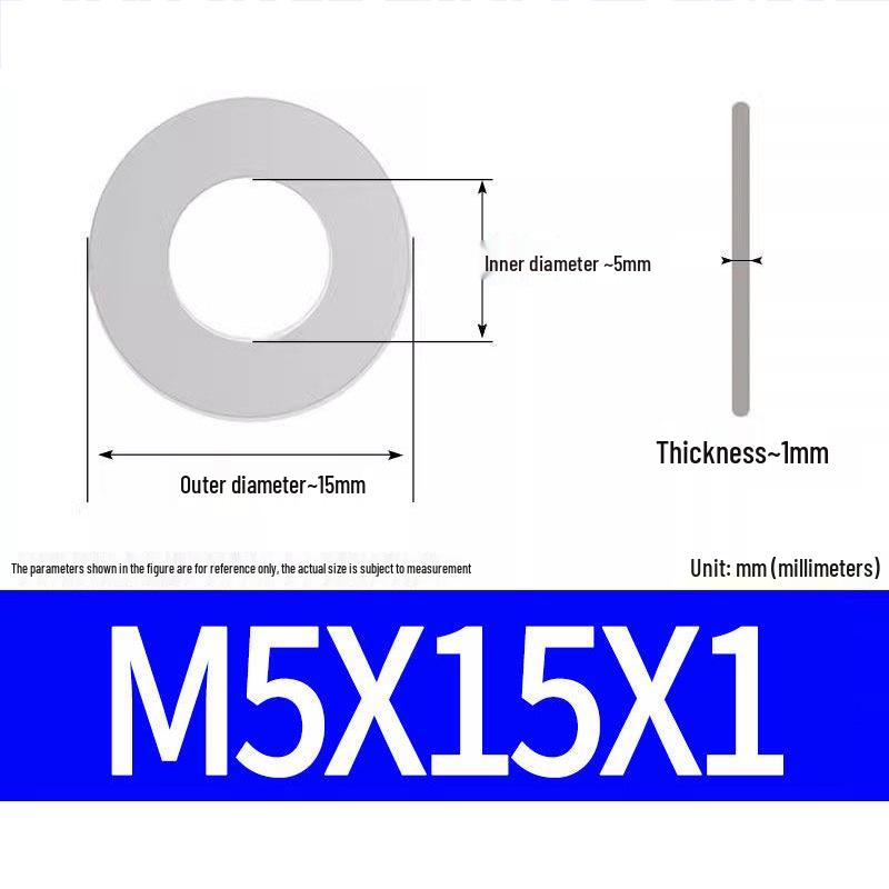 304 Stainless Steel Ultra-Thin Flat Washer, Thickness: 0.1/0.2/0.3/0.4/0.5 Mm, Sizes M1-M8