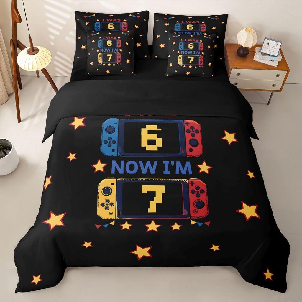 Birthday Duvet Cover with Pillowcases for Kids Boys Girls, Six Seven 2 Pieces Soft Microfiber Bedding Set 67th Bed Room Decor
