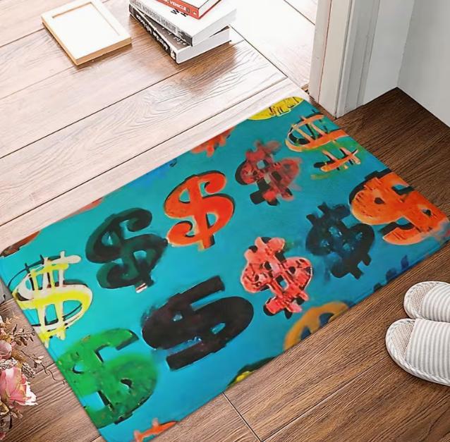 

USD Symbol Door Mat Suitable for Front Door Anti Slip Mat Living Room Office Bedroom Outdoor Terrace Garden Courtyard Decor Mat 40cm x 60cm