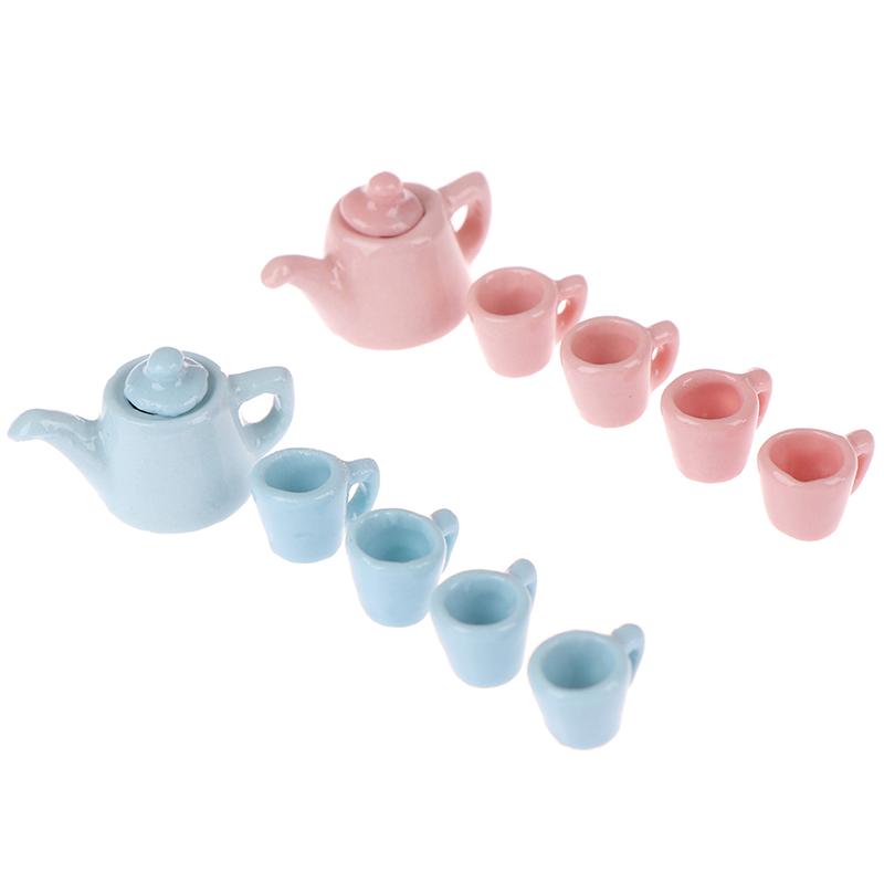 5Pcs/Set 1:12 Dollhouse Miniature Modern Porcelain Tea Cup Set