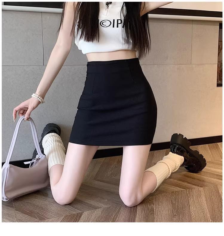 2025 New Women's Bodycon Midi Skirt: Pure Desire In Gray & Black, Perfect for Spring & Summer