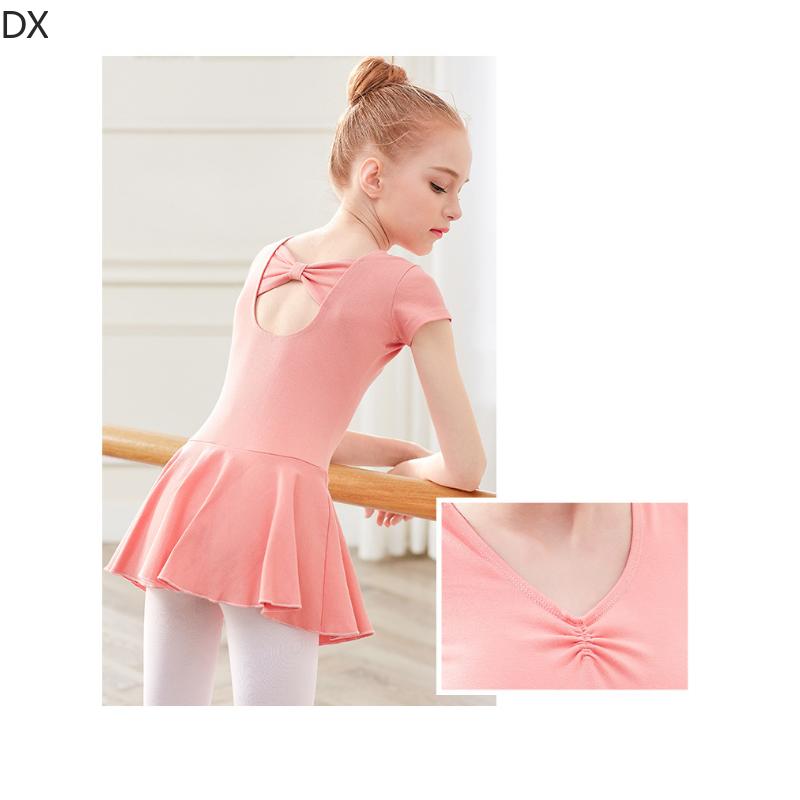 DX-Dance Costume Kids Costume Spring Short Sleeve Girls Bow Ballet Dress Girl