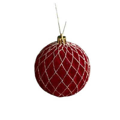 8cm Velvet Christmas Ball Pendant Flocked Glitter Christmas Hanging Balls Set Reusable Shatterproof Xmas Tree Ornaments