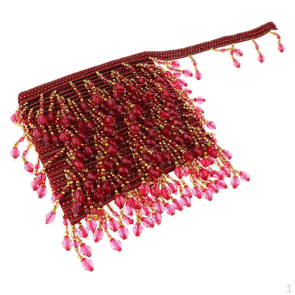 

Beaded Fringe with Teardrop Dangling Braid Lace Edging Home DIY Craft 13y, Red