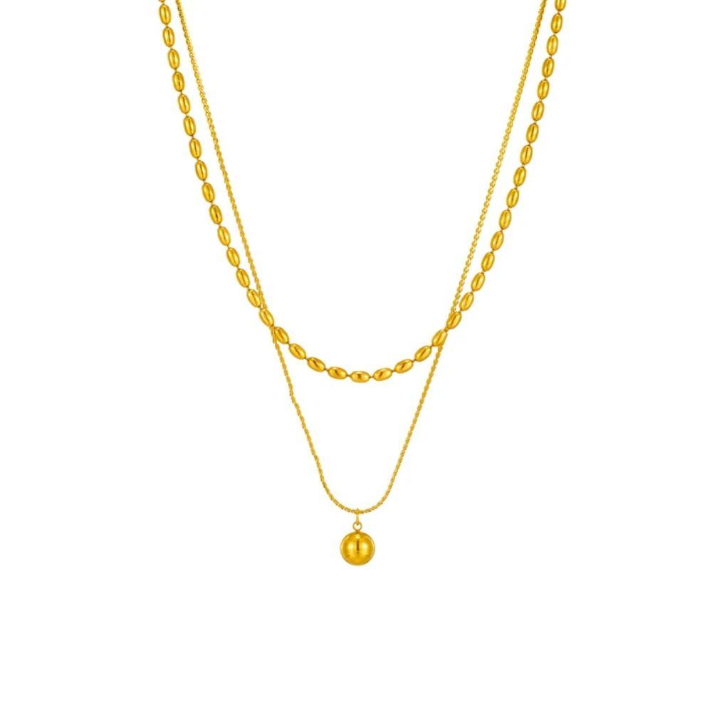 Beads Necklace Stainless Steel Choker Simple Balls Pendant