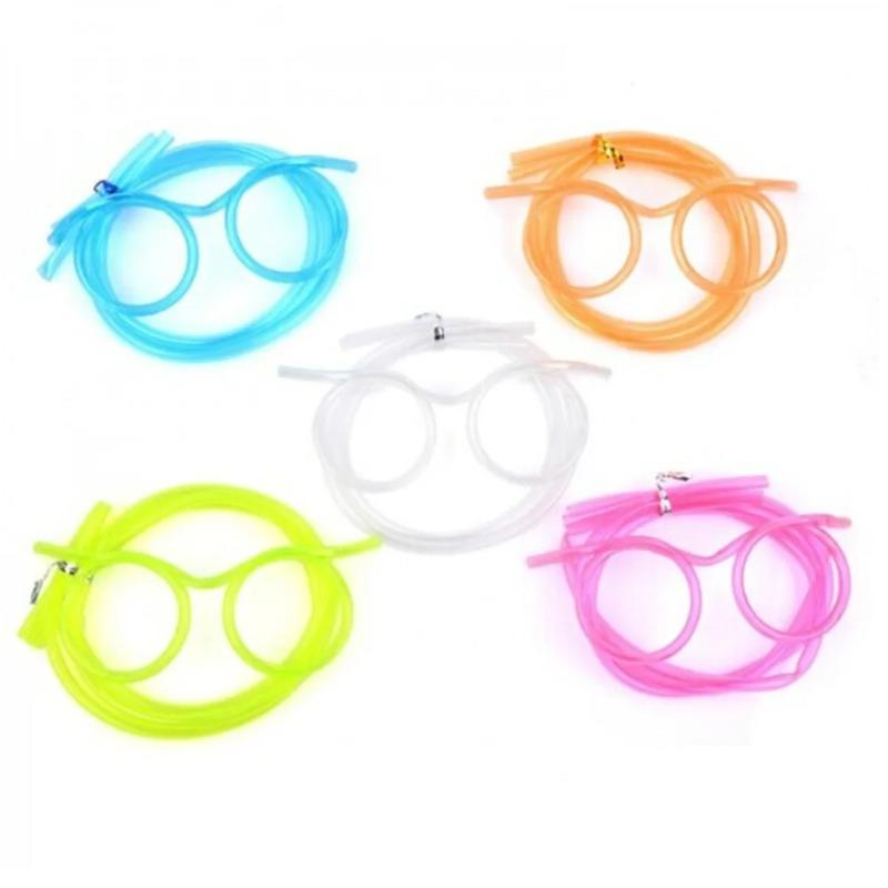 Straw Glasses Funny Soft PVC Glasses Flexible Drinking Straws Home Party Supplies Bar Supplies Creativity Child Gift