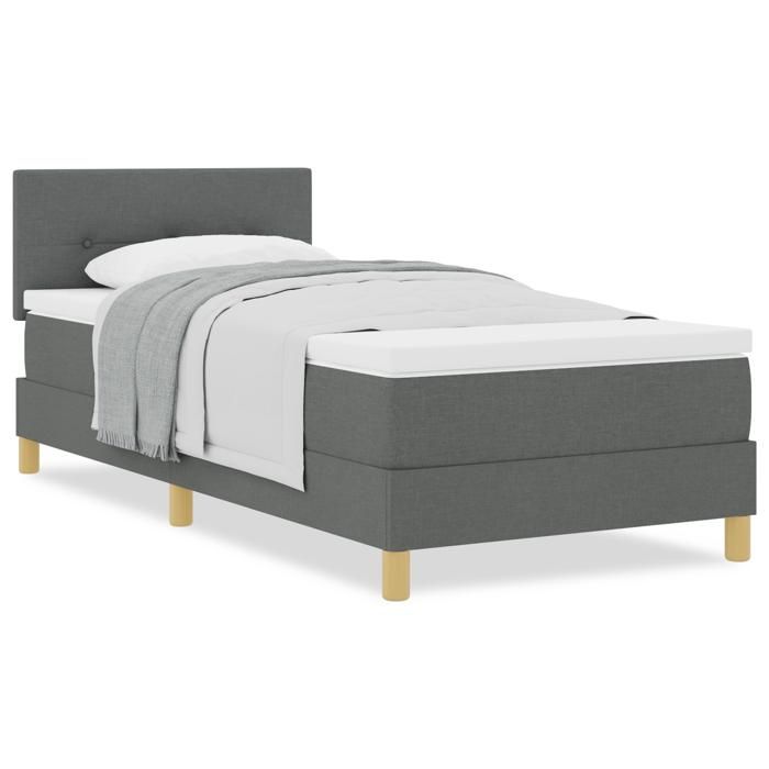 VidaXL Lit Avec Sommier et Matelas Gris Foncé 90x200 cm Tissu 3338889