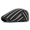Striped Newsboy Cap for Men Casual Flat Beret Adjustable Dad Hat
