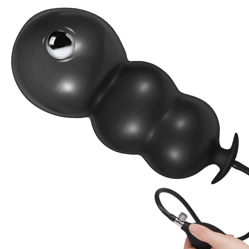 Extra Large Luminous Inflatable Anal Plug with Rolling Ball for Male/Female Use