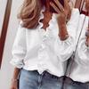 European American Long Sleeved Ruffled Shirt Women's Shirts Spring Summer Soft Blue Pink Black White Comfortable