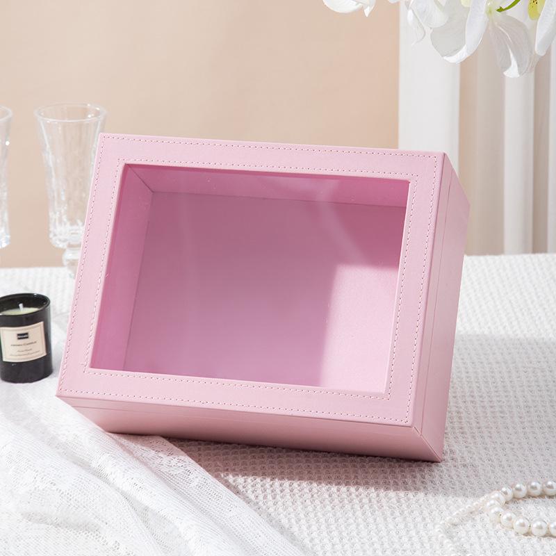 

Квадратная коробочка для свадебных конфет с окошком - Однотонный комплимент для Дня святого Валентина, банкетов и подарков Empty Box (26*20*12.5CM) розовый
