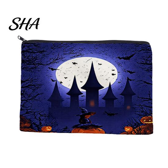 Witch Castle Storage Pouch Bag, with Halloween Print, Large Portable Cosmetic Capacity Canvas Organizer, for Travel And Stationery Leak-Proof Bag