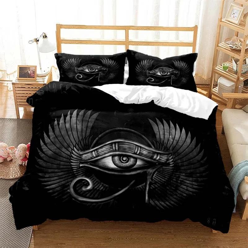 Comforter Mystery Egypt Egyptian Golden Anubis Print Bedding Set With Comforter Bed Single Twin Full Queen Kid Gift