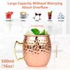 2/4Pcs Handcrafted Moscow Mule Mugs 16oz Large Capacity Hammered Copper Cups Drinkware with Handle for Cocktail Beer Bar Party