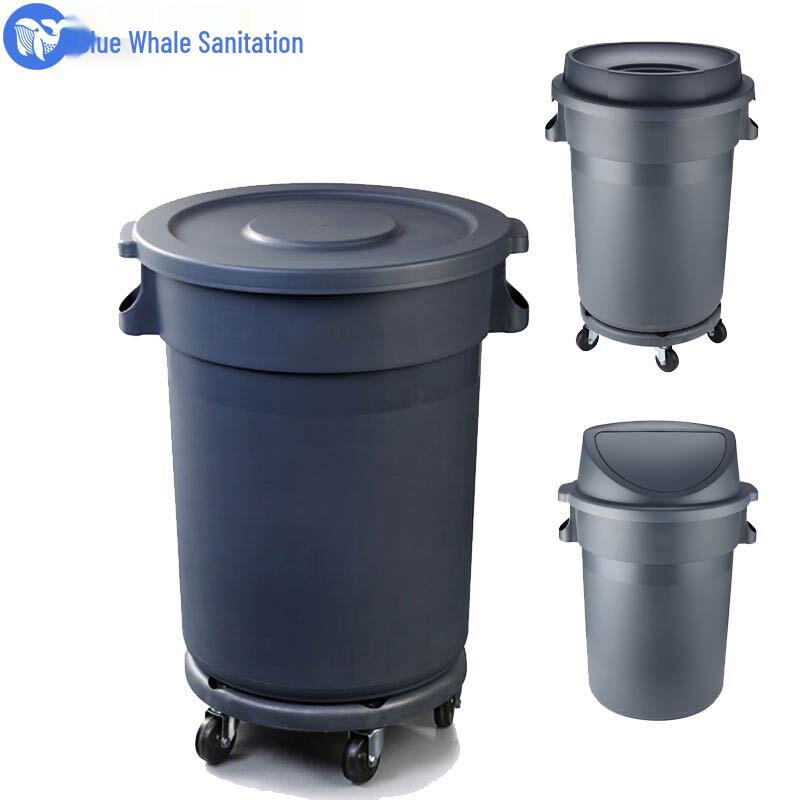 Blue Whale Sanitation 120L Outdoor Round Trash Can with Lid