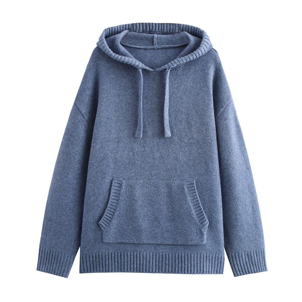 Women's Leopard Print Hooded Knit Sweater - Winter 2024 European and American Style