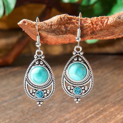 Brincos Femininos Vintage Azuis de Cristal Personalizados Brincos Generosos