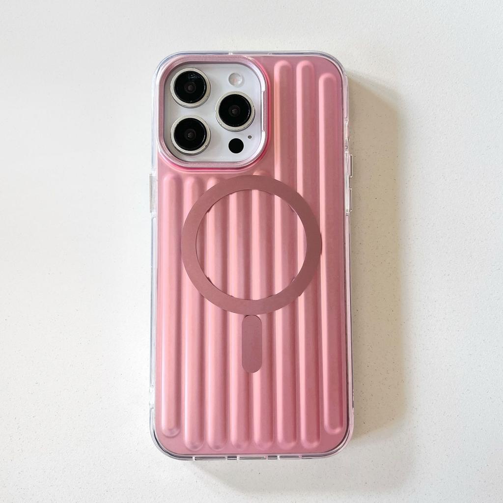 Business 3D Corrugated Stripe Stylish Luggage Phone Case for IPhone 17 16 15 14 Pro Max for Magsafe Magnetic Shockproof Cover