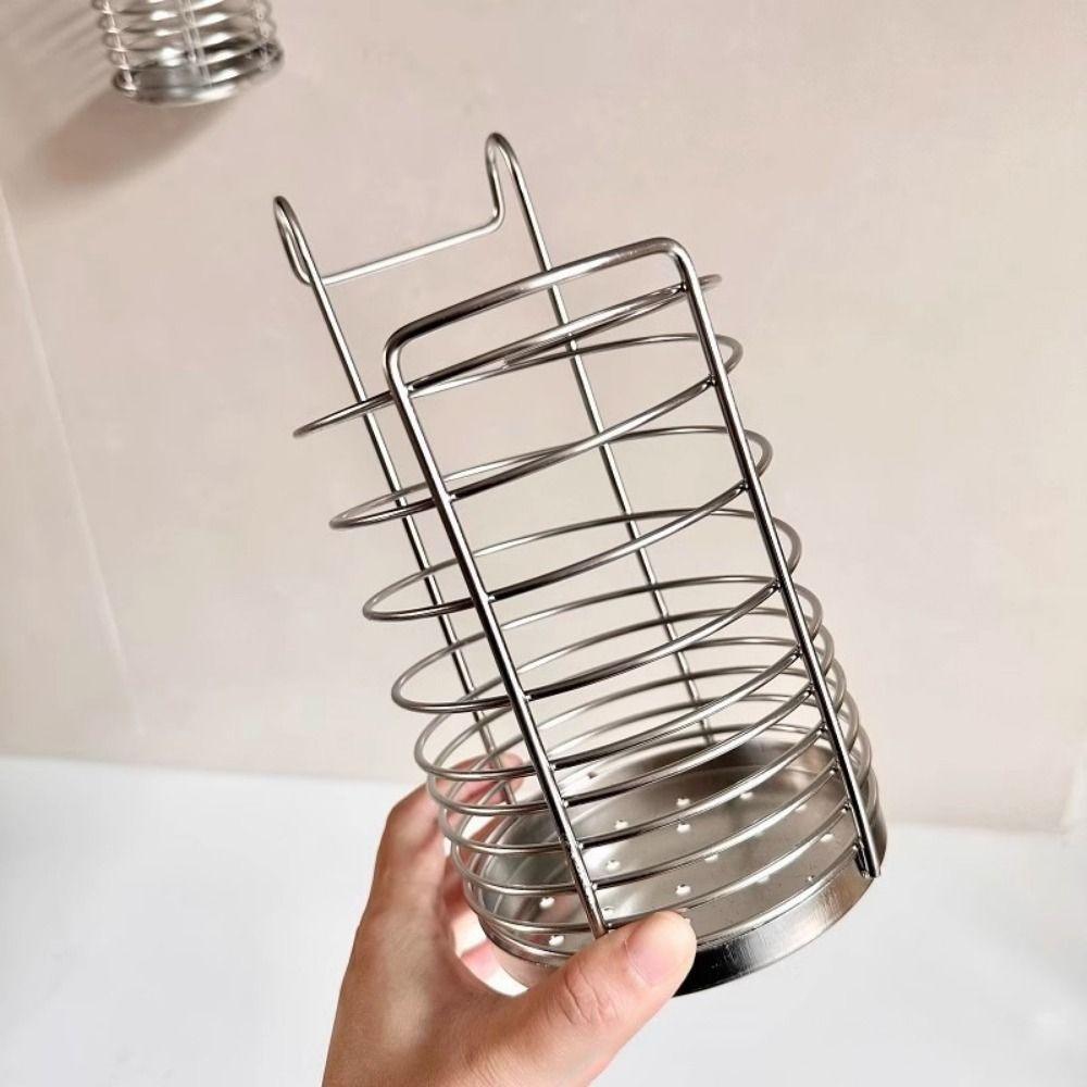 Stainless Steel Hanging Cutlery Holder Space Saving with Drain Holes Chopsticks Cage Rustproof Kitchen Drain Rack Home