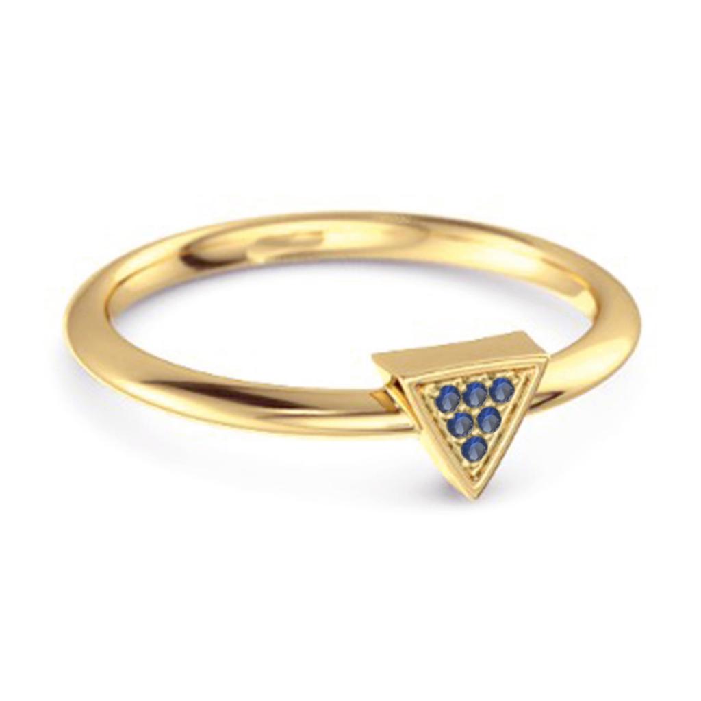 Blue Sapphire Minimalist Geometric Ring - 925  Sterling Silver Gold Vermeil