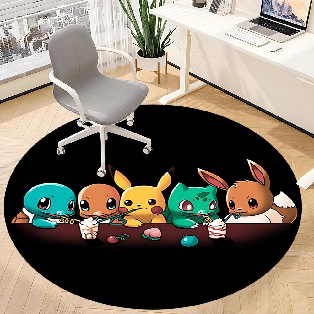1pc Pokémon Friends Office Round Area Rug, Under Office Chairs Bedroom Living Room Home Decor  A1022239