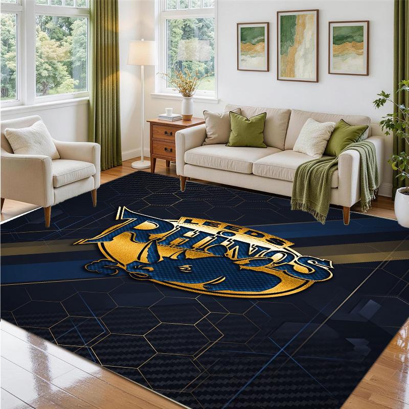 Leeds Rhinos Design Crystal Velvet Rug Soft Decorative Mat for Bedroom Entrance
