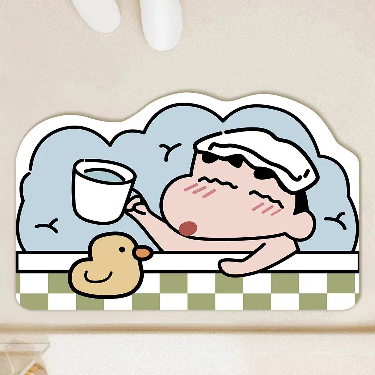 

Cute Bathroom Moisture-wicking Floor Mat Non-slip Quick Drying Washroom Toilet Door Area Household Foot Mat Diatom Mud 50*80cm