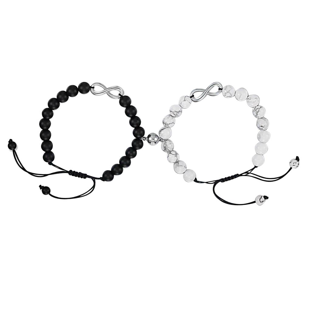 2 Stück Partnerarmband-Set Modisches Türkis Modisches Elegantes Magnetisches Perlenarmband für Dates
