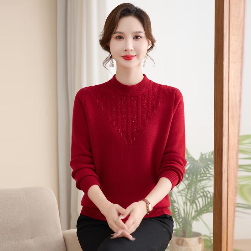 Xiaofu Women's Thickened Half-High Collar Cashmere Blend Sweater