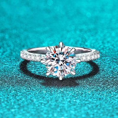 Certyfikowany 2-karatowy pierścionek Moissanite dla kobiet, pozłacany białym złotem, luksusowa biżuteria wysokiej jakości S925 Sterling Silver Wedding Band Gift