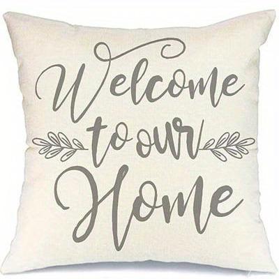 Short Plush Material Pillowcasehome Decor Welcome Home & Nature-Inspired Decorative Pillows Pattern Cushion Cover Suitable For S