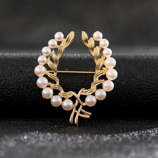 Women Brooch Faux Pearl Wheat Decor Stainless Exquisite Vintage Anti-slip Wear-resistant Coat Collar Hat Scarf Decoration Clothes Pin Garment Jewelry