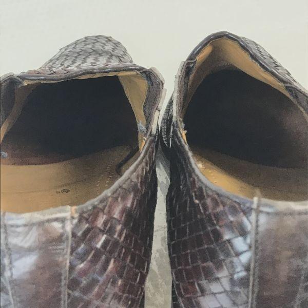 Van Bommel Braided Leather Slip-on Vamp Shoes 7.5 26cm Brown(USED)