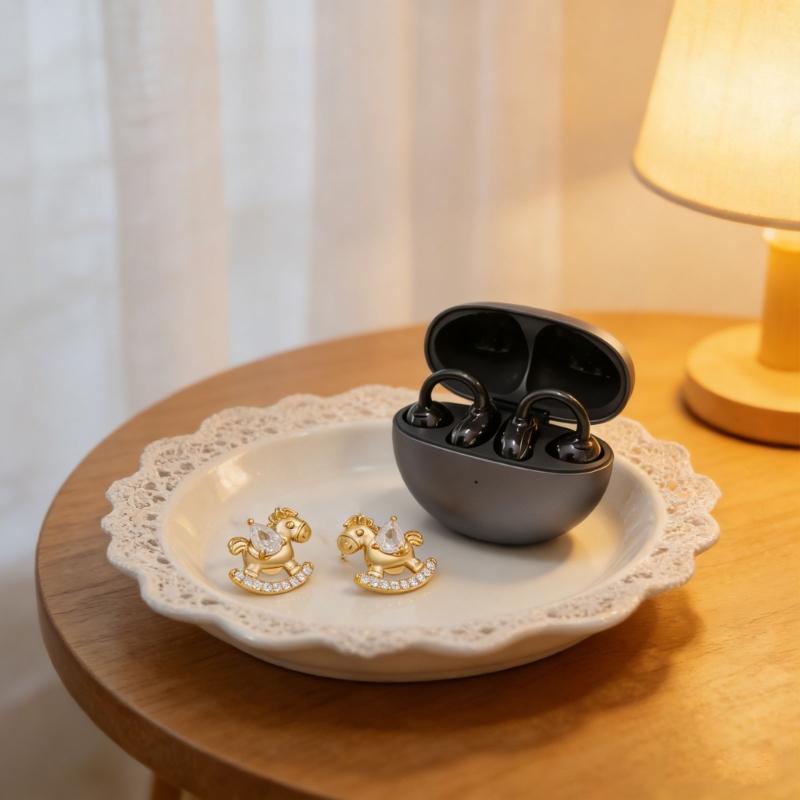 Elegant Horse Shaped Ear Clip Attachment For FreeClip 1 2 Earbuds Enhancer Coppers Zircons Embellishment