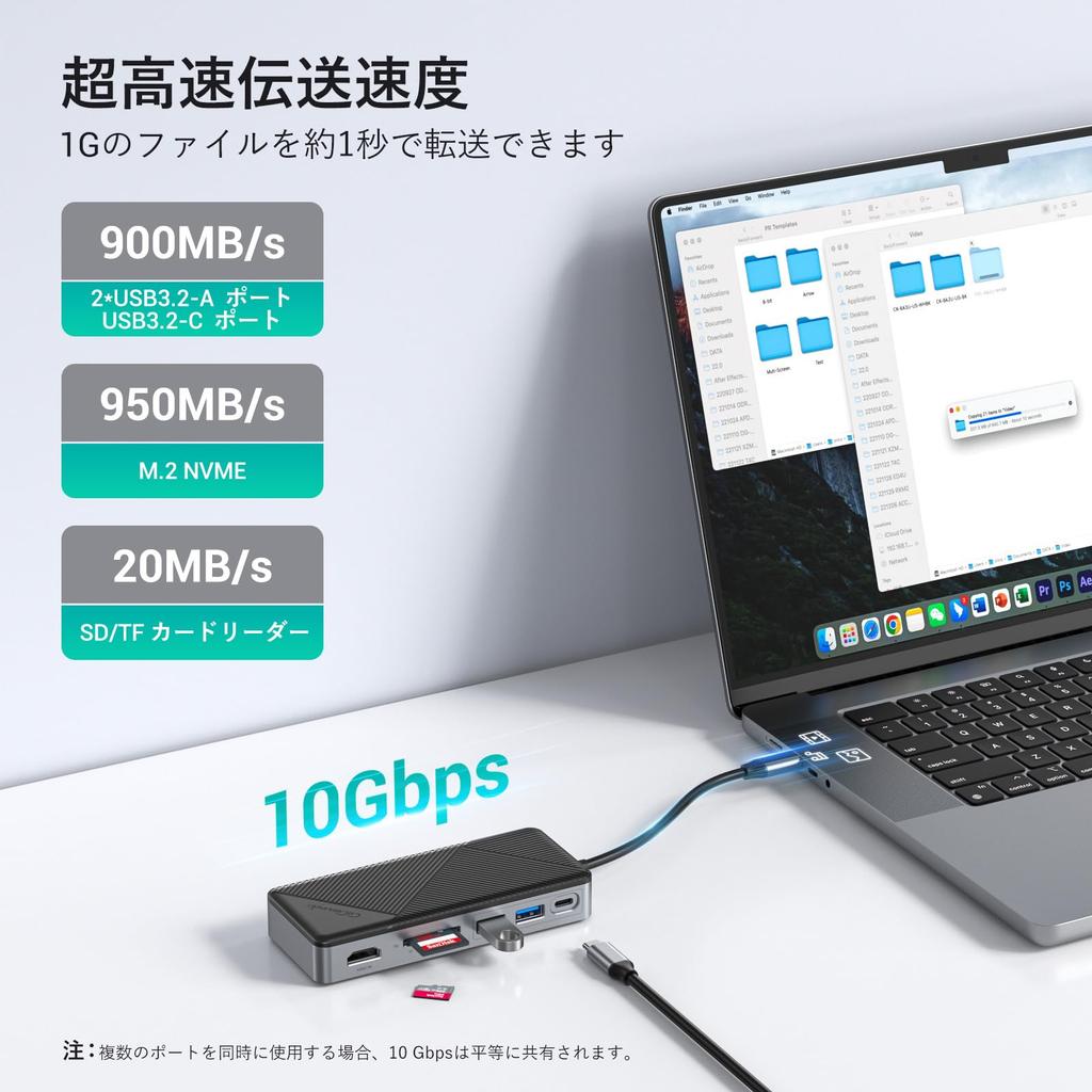 GiGimundo SSD External Case 10Gbps USB Gen2 USB C Hub with NVMe SSD Enclosure SSD Docking Station SD and TF Card Slots PD 100W Fast Charging for