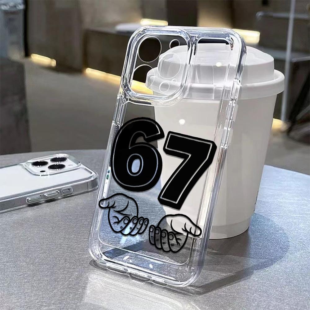 

Bold Number 67 Graphic Phone Case For iPhone 17 16 16e 15 14 13 12 11 Mini Pro Max X XR XSMax 7 8 Air Plus Clear Back Cover iPhone 12 Pro