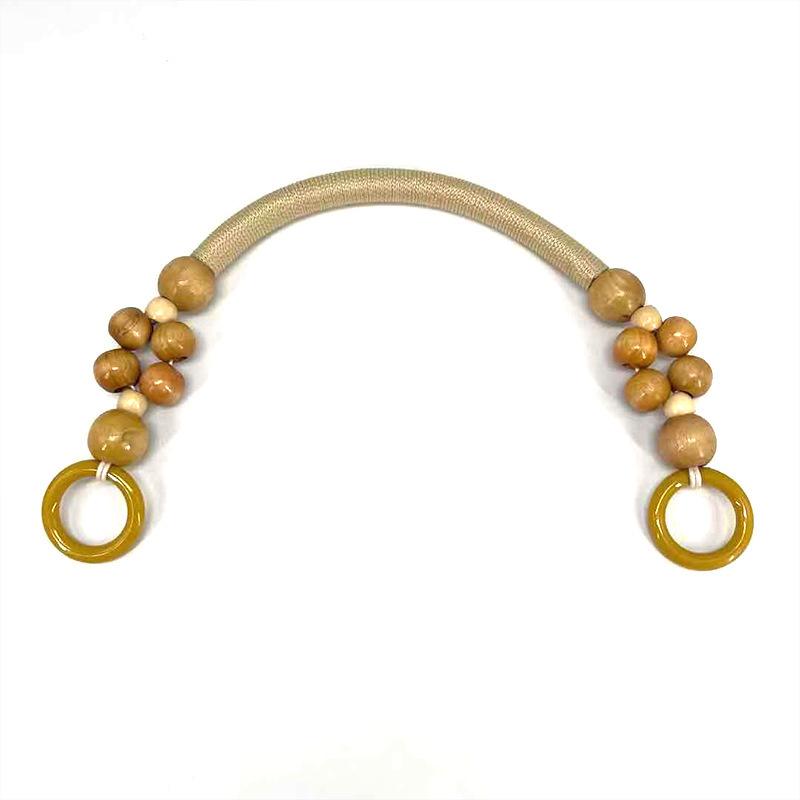 

1 шт. Нейлоновая пеньковая веревка, ручки с круглыми деревянными бусинами для DIY сумок, винтажные этнические минималистичные аксессуары для замены цепочки для кошелька жёлтый