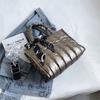 Elegant Women's Totes Bags with Silk Scarf Accent Winter Quilted Crossbody Bags for Women Casual Solid Color Padded Shoulder Bag