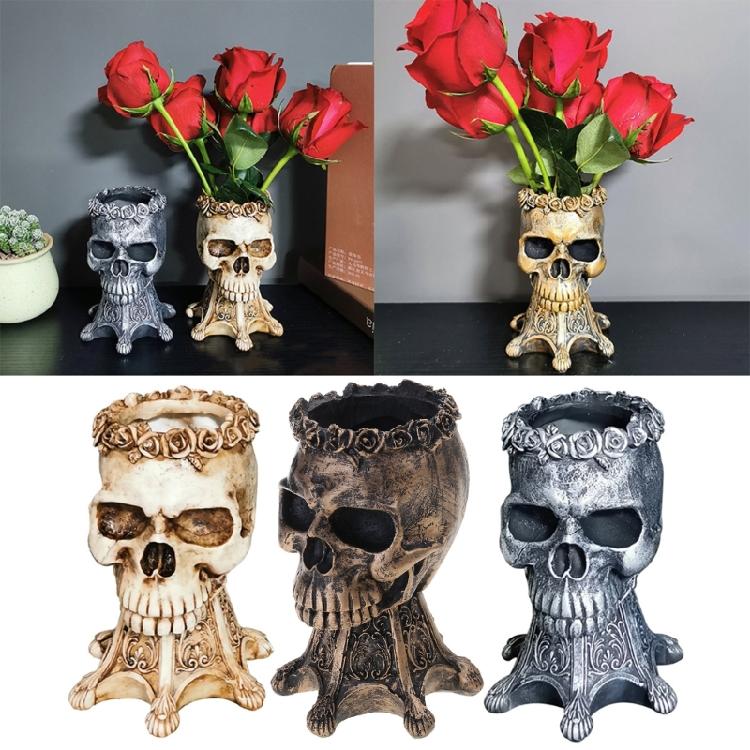 Alloy Skull-shape Resin Storage Jar Household Storage Porch Key Storage Cup