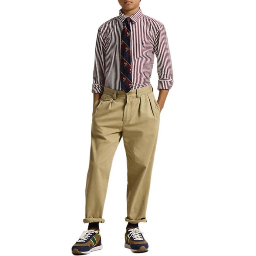 Polo Ralph Lauren Casual Shirt FW25 Striped Collar Button Small Pony Embroidery Long Sleeve Kids Shirts 323979319-002